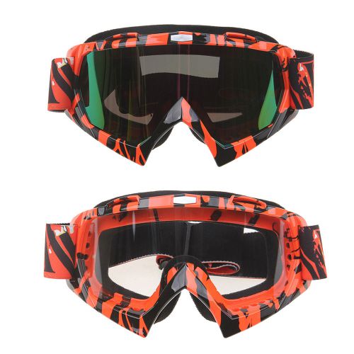 Orange motorcycle motocross off road mx raciing goggles clear colored lens