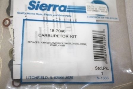 New sierra 18-7046 omc  392550  398520 439076 carb kit