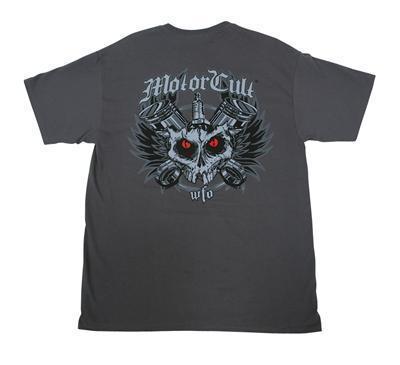 Motorcult t-shirt cotton gray motor cult 1369 skull men's large ea