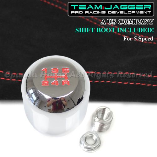 For euro car! m12 red 5-spd metal manual gear shift knob chrome+ red stitch boot