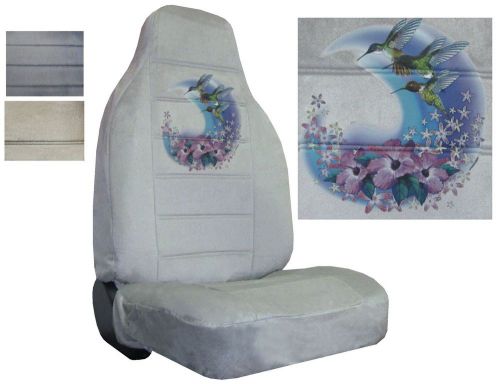 Velour seat covers car truck suv 3 airbrush hummingbirds high back pp #x