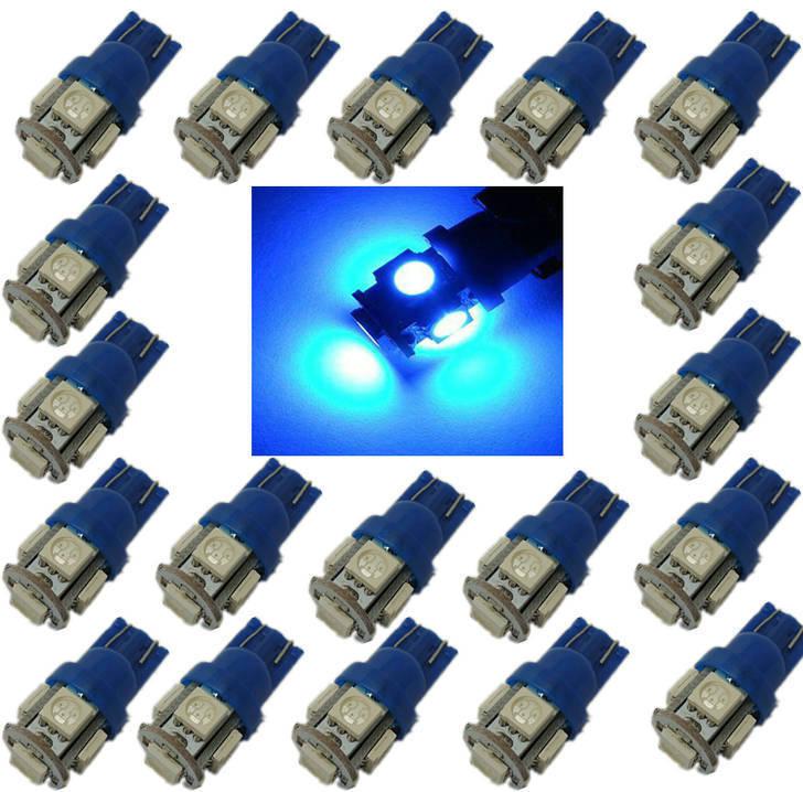 20 pcs blue led car auto wholesale bulk lights bulbs lamp 168 194 921 2825 t10 a