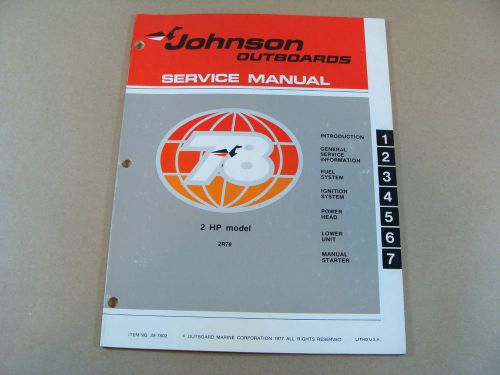 1978 omc johnson 2 hp 2r78 outboard motor engine service / repair manual jm-7802