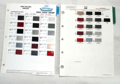 1988 jaguar ppg and dupont  color paint chip charts all models  original