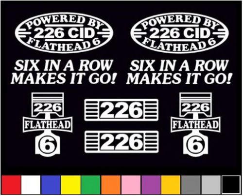 8 decal set 226 cid inline flathead 6 engine straight six emblem vinyl stickers