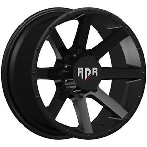 18x9 black red dirt road krawler rd08 8x6.5 +0 wheels 295/70/18 tires
