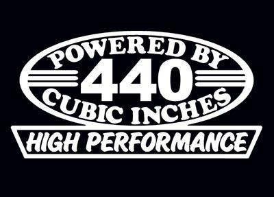 2 high performance 440 cubic inches decal set hp v8 engine emblem stickers