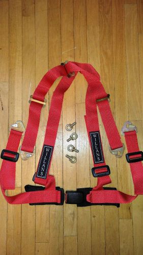 Willans competition 4 point harnesses (x2) red made in england