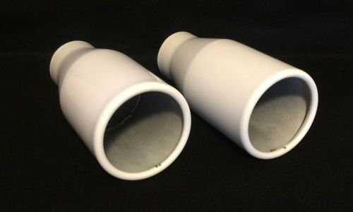 Pair of gloss white flare rolled edge tips 2.25&#034; id 3.5&#034; od 7.25&#034; ol