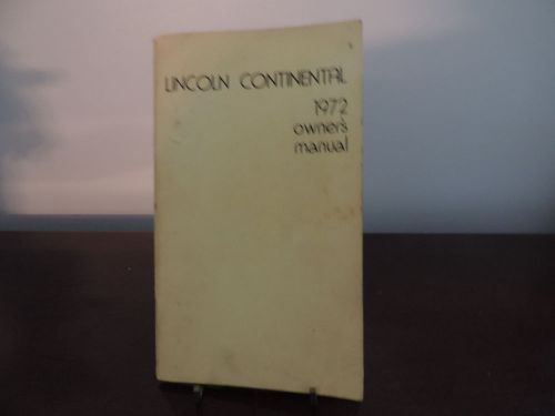 1972 lincoln continental owners manual