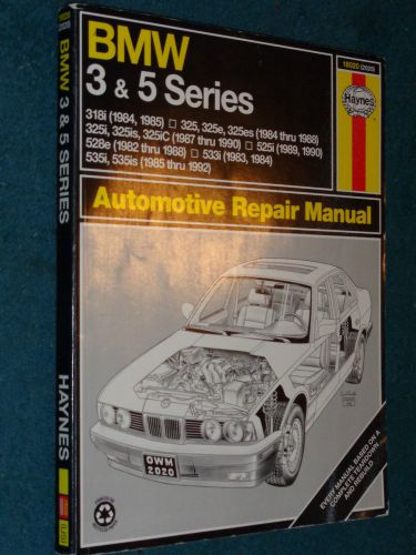 1982-1992 bmw 3 &amp; 5 series shop manual / haynes repair book 91 90 89 88 87 86 85