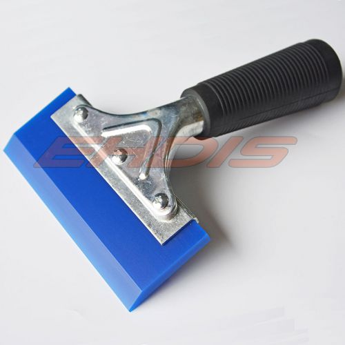 5&#034; pro deluxe squeegee w/ blue bevelled blade antislip handle grip water scraper