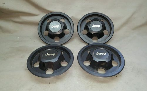 87-95 jeep cherokee xj wrangler yj plastic black wheel rim center cap set of 4