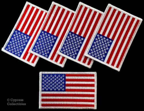 Lot of 5 american flag iron-on patch biker motorcycle embroidered usa patches