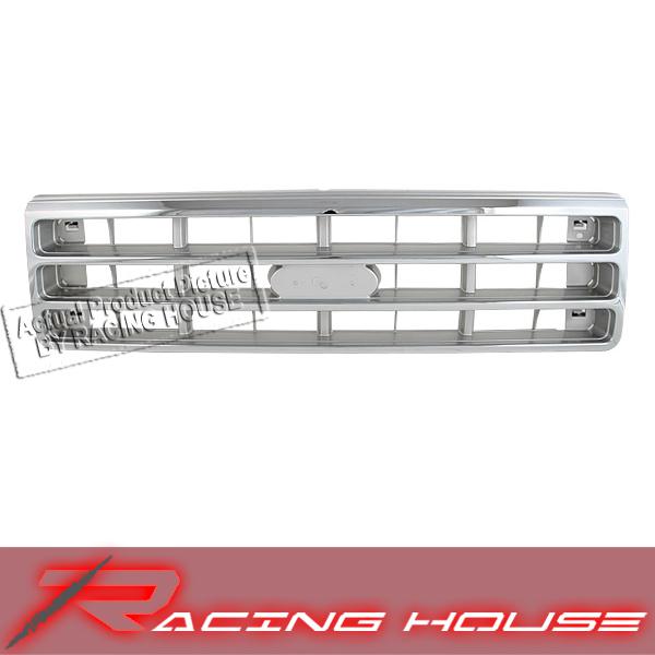87-88 ford f150 f250 f350 chrome frame silver bar front grille grill replacement