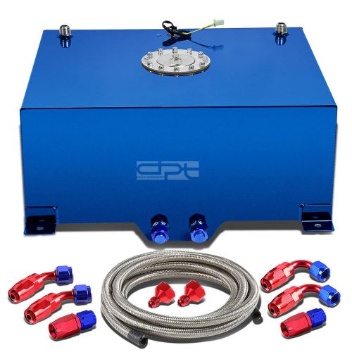20 gallon/78l blue aluminum fuel cell gas tank+level sender+steel oil feed kit