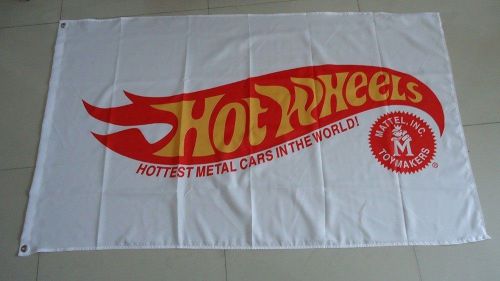 Hot wheels  3 x 5 polyester white flag man cave nascar muscle car!!!