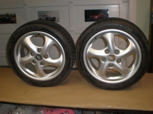 Porsche 911/996 ~ pair of oem 17&#034;x7&#034; alloy turbo twist wheels w/dunlop tires
