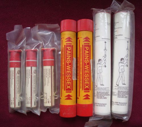 Lot of 7 emergency flares (parachute &amp; hand), comet &amp; pains-wessex, all expired