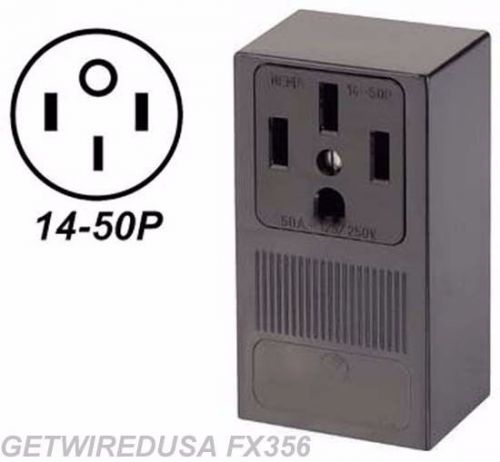 Rv 4-prong 14-50r receptacle 4-pin plug in power box 50-amp camper wall outlet