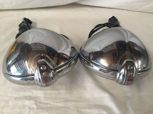 Set of very nice vintage f-1 packard chrome fog lights with brackets unity mfg.