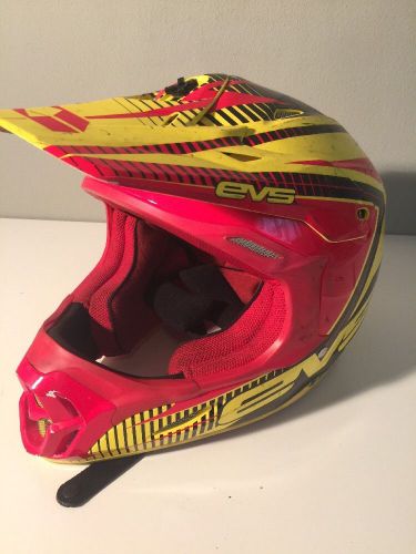 Evs t7 pulse yellow red motocross dirtbike mx mtb off road atv helmet size l