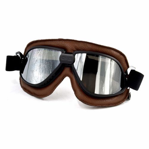 Motorcycle goggles bikes cruiser vintage aviator pilot eyewear coffee leather