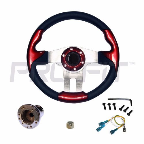 13&#034; golf cart steering wheel in red with chrome adapter - ezgo txt