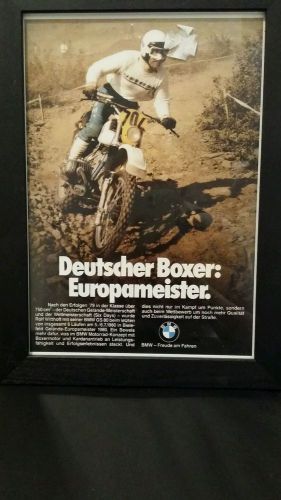 Bmw framed advertisement &#034;deutscher boxer: europameister.&#034; bike freude am fahren