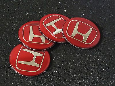 Glossy red honda 56.5mm wheel center cap emblems stickers decals replacement