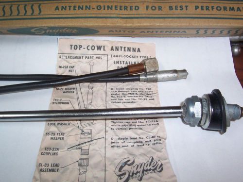 1930&#039;s-40&#039;s snyder vintage cowel top  mount radio antenna red ball chrome   nib
