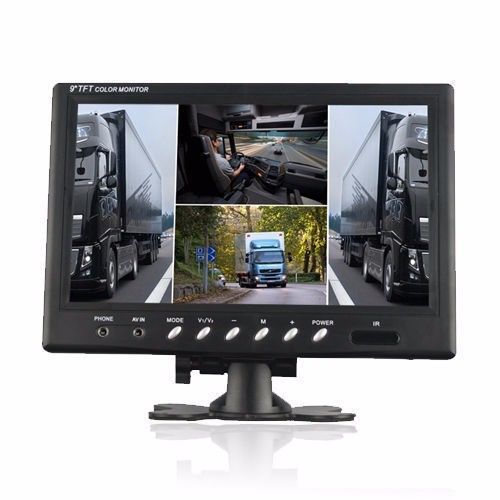 9 inch hd 4 split quad video display 4 video input tft lcd car rear view monitor