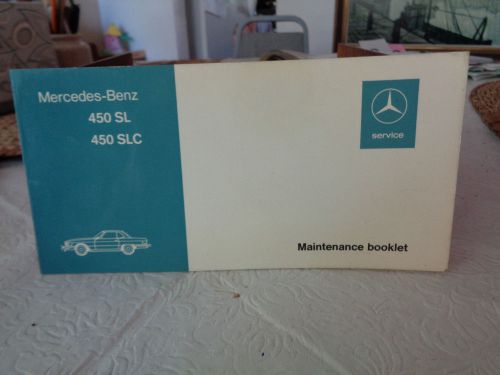 Mercedes benz  450sl &amp; 450slc  maintence booklet 115 584 42 95 exc.+++ condition