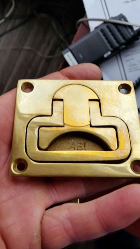 Abi marine  brass recessed  hatch lift handle door locker latch boat lock hasp