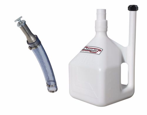 New - hunsaker  5 gallon quikfill fuel racing gas can, fuel jug  (w/hose kit)