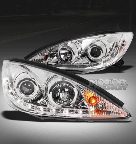 2002-2006 toyota camry drl led projector headlight jdm black 2003 2004 2005 pair