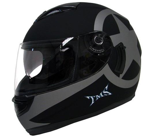 Dot star matte black dual visor full face motorcycle helmet w/smoke sun shield~m