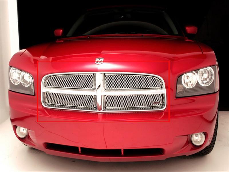 2006-2010 dodge charger grillcraft 4pc grille inserts mx-series silver grills