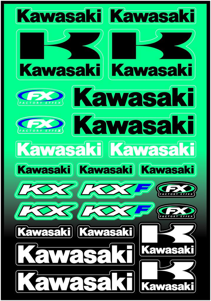 Factory effex factory style kawasaki sticker decal sheet universal