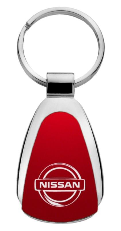 Nissan red teardrop keychain / key fob engraved in usa genuine