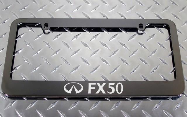1 brand new infiniti fx50 gunmetal license plate frame + screw caps