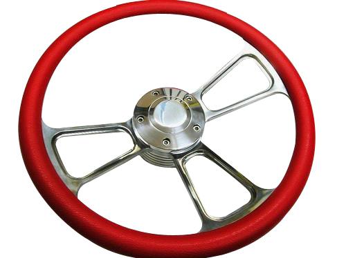 Marine / boat steering wheel (muscle / half wrap) w/ 3/4" in keyway adapter ~red