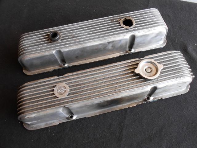 Cal custom finned aluminum valve covers rat rod gasser sb chevy 283 327 350 383
