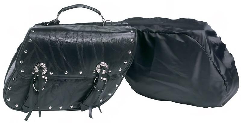 2pc genuine buffalo leather motorcycle saddle bag set