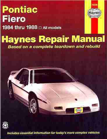 Pontiac fiero repair shop manual 1984 1985 1986 1987 & 1988