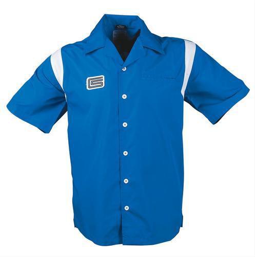 Ghh shirt button-down short sleeve cotton polyester blue shelby logo men's lg ea