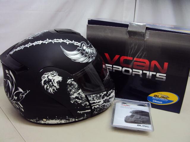 Vcan v210 b1 crus full modular motorcycle helmet w/ crusader graphic sml opened