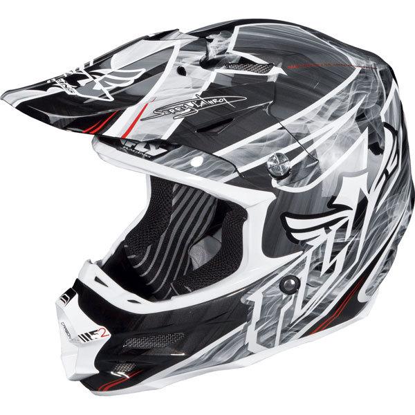 Black/white m fly racing f2 carbon acetylene helmet 2013 model