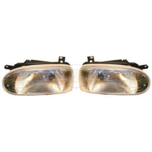 93-99 vw golf cabrio single beam headlights headlamps left & right pair set