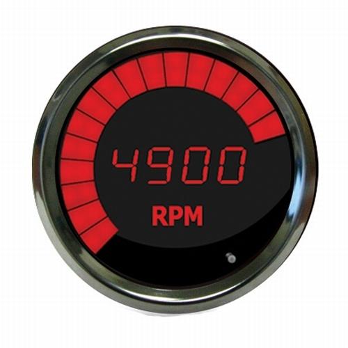 Digital tachometer with led sweep red / chrome bezel intellitronix ms9001-r usa